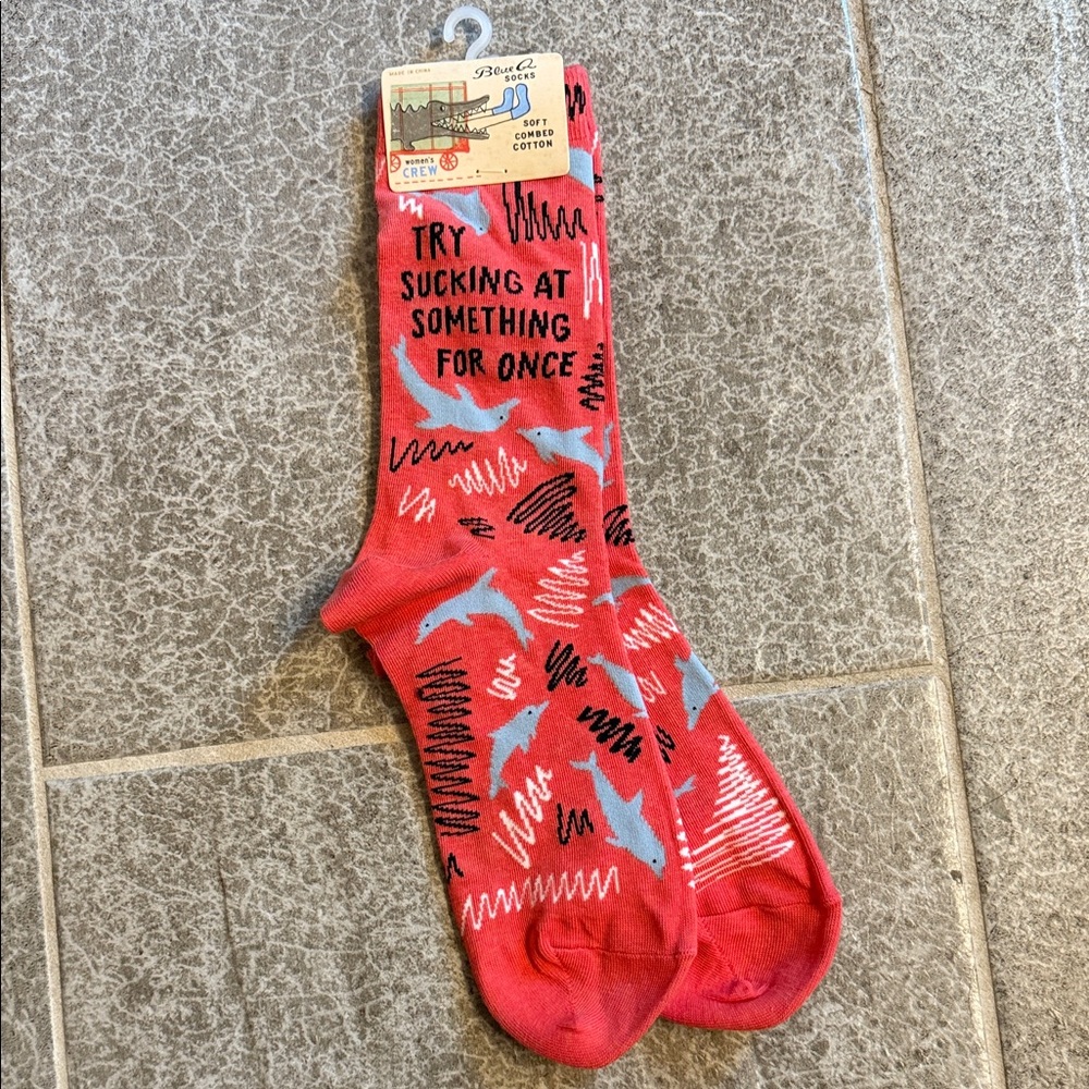 Blue Q Red and Gray Fun Socks